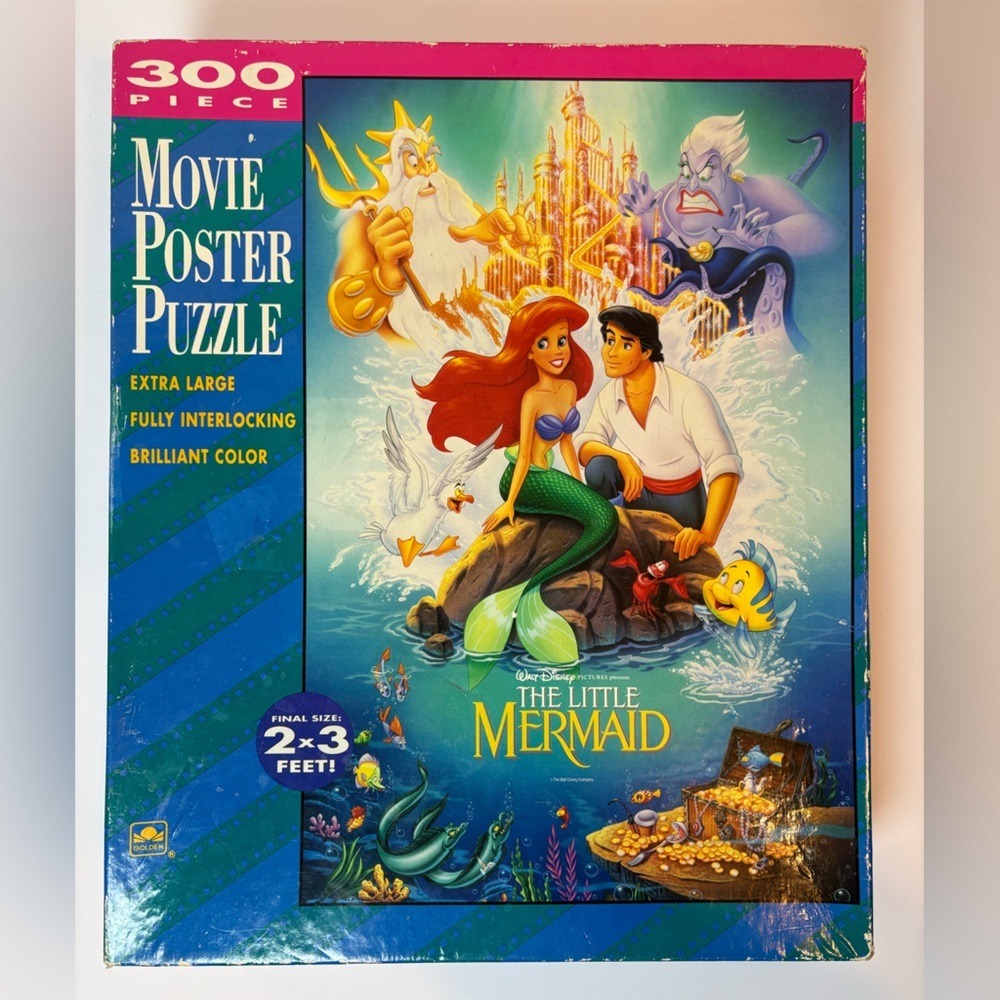 Disney VTG The Little Mermaid 300 pc puzzle movie poster banned cover